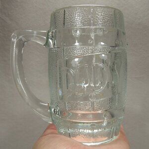 Vintage Dads Root Beer Logo Mug Clear Thick Glass Barrel Stein Diner Advertising